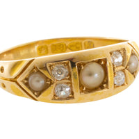 Victorian old cut diamond and pearl ring from 1889-Antique rings-The Antique Ring Shop