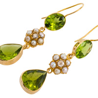 Victorian peridot, pearl and rose diamond earrings-Earrings-The Antique Ring Shop