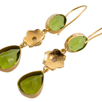 Victorian peridot, pearl and rose diamond earrings-Earrings-The Antique Ring Shop