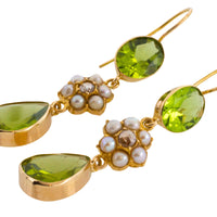 Victorian peridot, pearl and rose diamond earrings-Earrings-The Antique Ring Shop