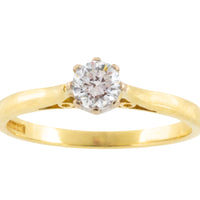 Diamond solitaire ring in yellow and white gold-engagement rings-The Antique Ring Shop