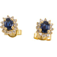 Sapphire and diamond studs in 18 carat gold-Earrings-The Antique Ring Shop