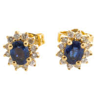 Sapphire and diamond studs in 18 carat gold-Earrings-The Antique Ring Shop