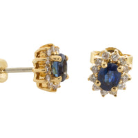 Sapphire and diamond studs in 18 carat gold-Earrings-The Antique Ring Shop