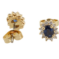 Sapphire and diamond studs in 18 carat gold-Earrings-The Antique Ring Shop