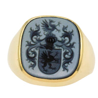Vintage signet ring with agate intaglio stone-gents rings-The Antique Ring Shop
