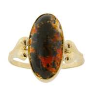 Cabochon moss agate ring in 14 carat gold-The Antique Ring Shop