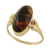Cabochon moss agate ring in 14 carat gold-The Antique Ring Shop