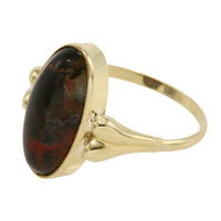 Cabochon moss agate ring in 14 carat gold-The Antique Ring Shop
