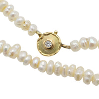 Baroque pearl necklace with 18 carat gold clasp-The Antique Ring Shop