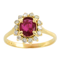 Ruby and diamond ring in 18 carat gold-engagement rings-The Antique Ring Shop