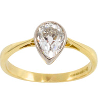Old pear cut diamond solitaire ring-engagement rings-The Antique Ring Shop