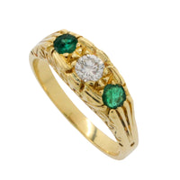 Vintage emerald and diamond ring in 18 carat gold-engagement rings-The Antique Ring Shop