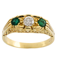 Vintage emerald and diamond ring in 18 carat gold-engagement rings-The Antique Ring Shop