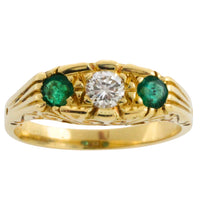 Vintage emerald and diamond ring in 18 carat gold-engagement rings-The Antique Ring Shop