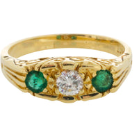Vintage emerald and diamond ring in 18 carat gold-engagement rings-The Antique Ring Shop