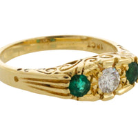 Vintage emerald and diamond ring in 18 carat gold-engagement rings-The Antique Ring Shop