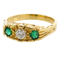 Vintage emerald and diamond ring in 18 carat gold-engagement rings-The Antique Ring Shop