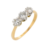 Vintage three stone diamond ring-engagement rings-The Antique Ring Shop