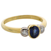 Sapphire and diamond three stone ring-engagement rings-The Antique Ring Shop