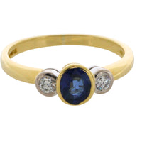 Sapphire and diamond three stone ring-engagement rings-The Antique Ring Shop