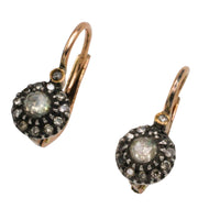 Rose and single cut diamond pendant earrings-The Antique Ring Shop