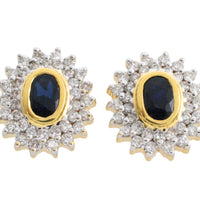 18 carat gold sapphire and diamond studs-Earrings-The Antique Ring Shop