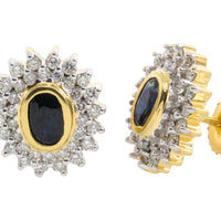 18 carat gold sapphire and diamond studs-Earrings-The Antique Ring Shop