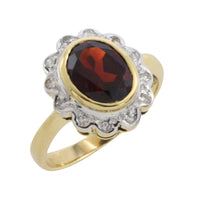 Garnets and diamond ring in 14 carat gold-engagement rings-The Antique Ring Shop