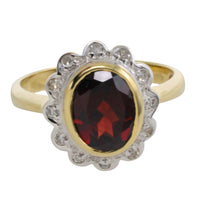 Garnets and diamond ring in 14 carat gold-engagement rings-The Antique Ring Shop