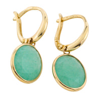Green quartz earrings in 14 carat gold-Earrings-The Antique Ring Shop