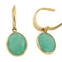 Green quartz earrings in 14 carat gold-Earrings-The Antique Ring Shop