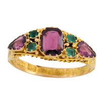 Victorian garnet and emerald ring from 1872-Antique rings-The Antique Ring Shop