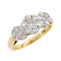 Diamond triple cluster ring in 18 carat gold