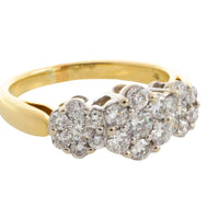 Diamond triple cluster ring in 18 carat gold