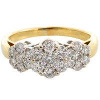 Diamond triple cluster ring in 18 carat gold