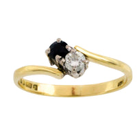 Sapphire and diamond Toi et Moi ring-The Antique Ring Shop