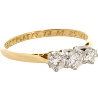 Vintage three stone brilliant cut diamond ring-engagement rings-The Antique Ring Shop