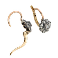 Vintage rose diamond earrings in silver and gold-Earrings-The Antique Ring Shop