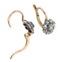 Vintage rose diamond earrings in silver and gold-Earrings-The Antique Ring Shop