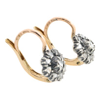 Vintage rose diamond earrings in silver and gold-Earrings-The Antique Ring Shop