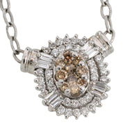 Light brown and clear diamond pendant in white gold