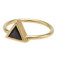 Black diamond ring in 18 carat gold-Vintage Rings-The Antique Ring Shop