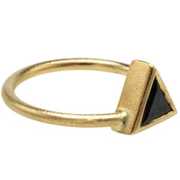 Black diamond ring in 18 carat gold-Vintage Rings-The Antique Ring Shop
