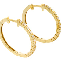 18 carat gold hoop earrings with diamonds-Earrings-The Antique Ring Shop