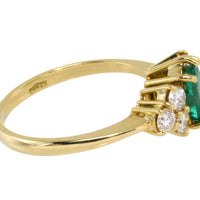 Emerald and diamond ring in 18 carat gold-engagement rings-The Antique Ring Shop