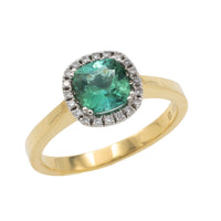Emerald and diamond ring in 18 carat gold-engagement rings-The Antique Ring Shop