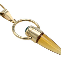 Citrine and chrysoberyl pendant in 14 carat gold-Pendants-The Antique Ring Shop