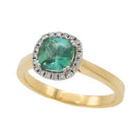 Emerald and diamond ring in 18 carat gold-engagement rings-The Antique Ring Shop