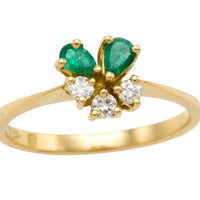 Emerald and diamond ring in 18 carat gold-Vintage Rings-The Antique Ring Shop